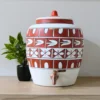 Earthen Handmade White Clay Water Pot Harp Design 11L