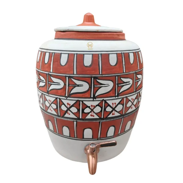 Earthen Handmade White Clay Water Pot Cross Design 11L