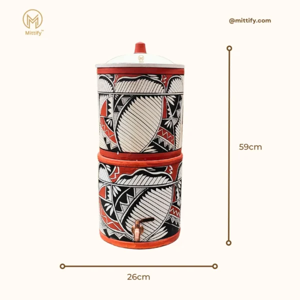 Earthen Handmade Clay Water Filter Harp Design 676oz/20l