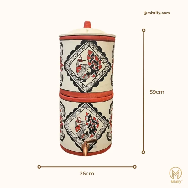 Earthen Handmade Clay Water Filter Peacock Design 676oz/20l