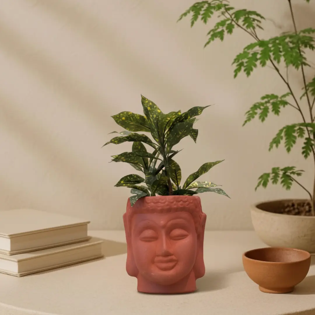 Mittify Red Clay Vase Buddha Face Planter - Image 5