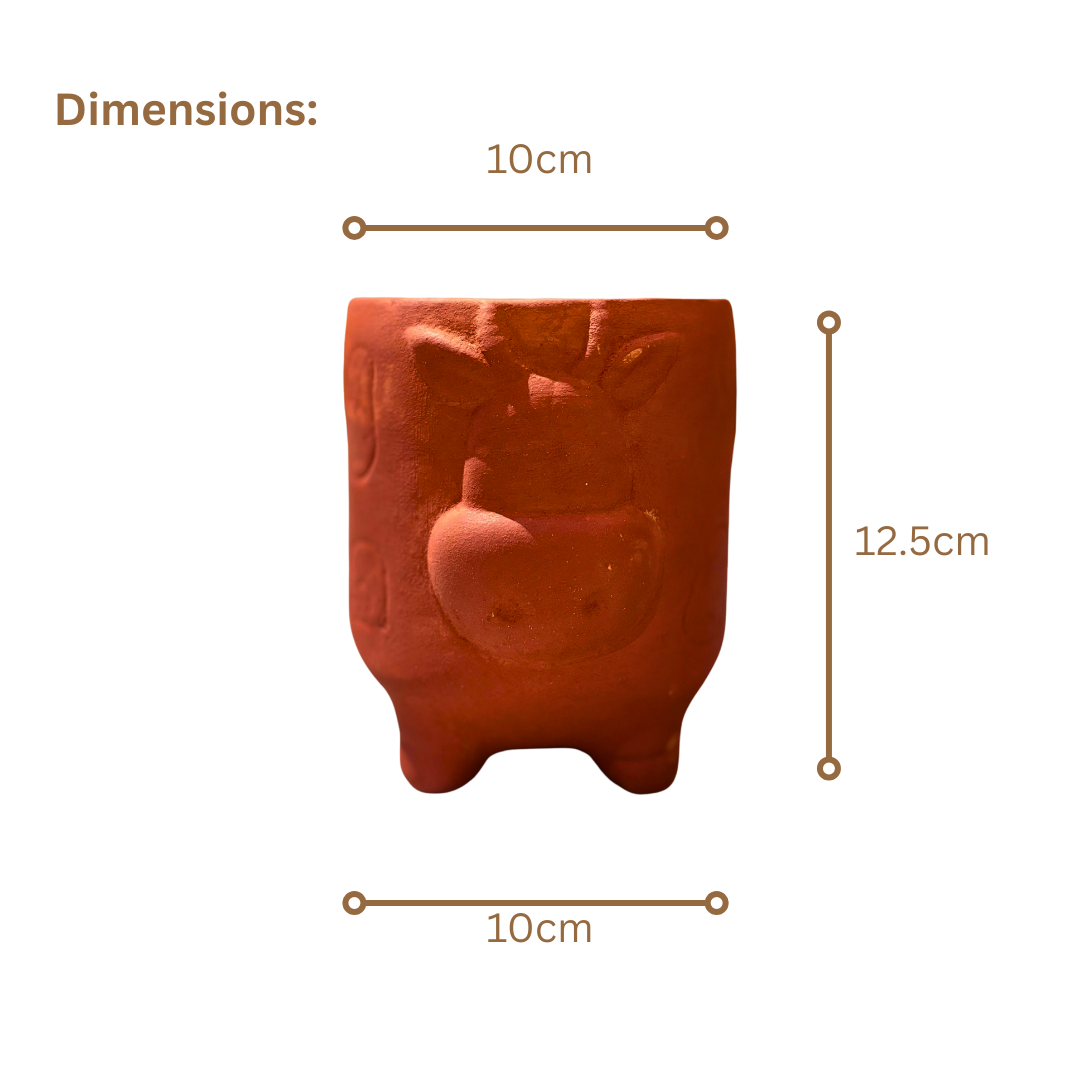Mittify Red Clay Cow Face Planter