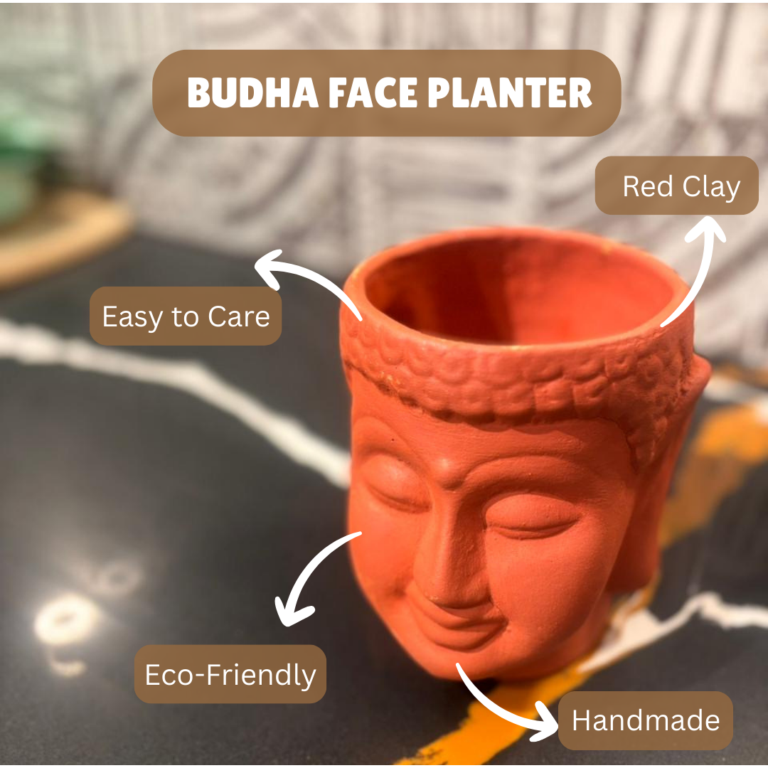 Mittify Red Clay Vase Buddha Face Planter