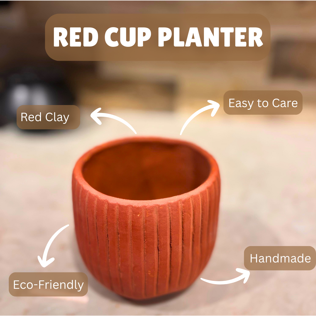 Mittify Red Clay Vase Cup Planter