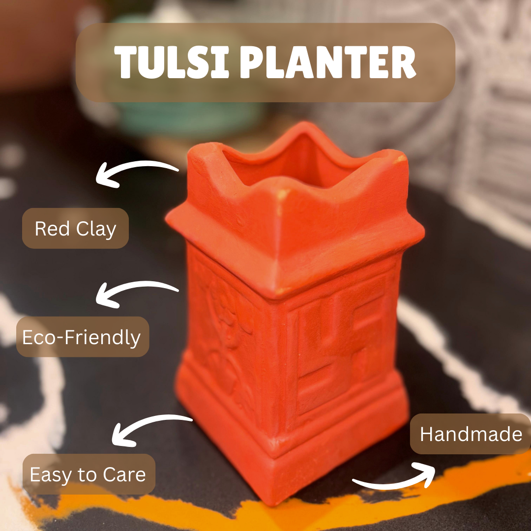 Mittify Red Clay Tulsi Planter