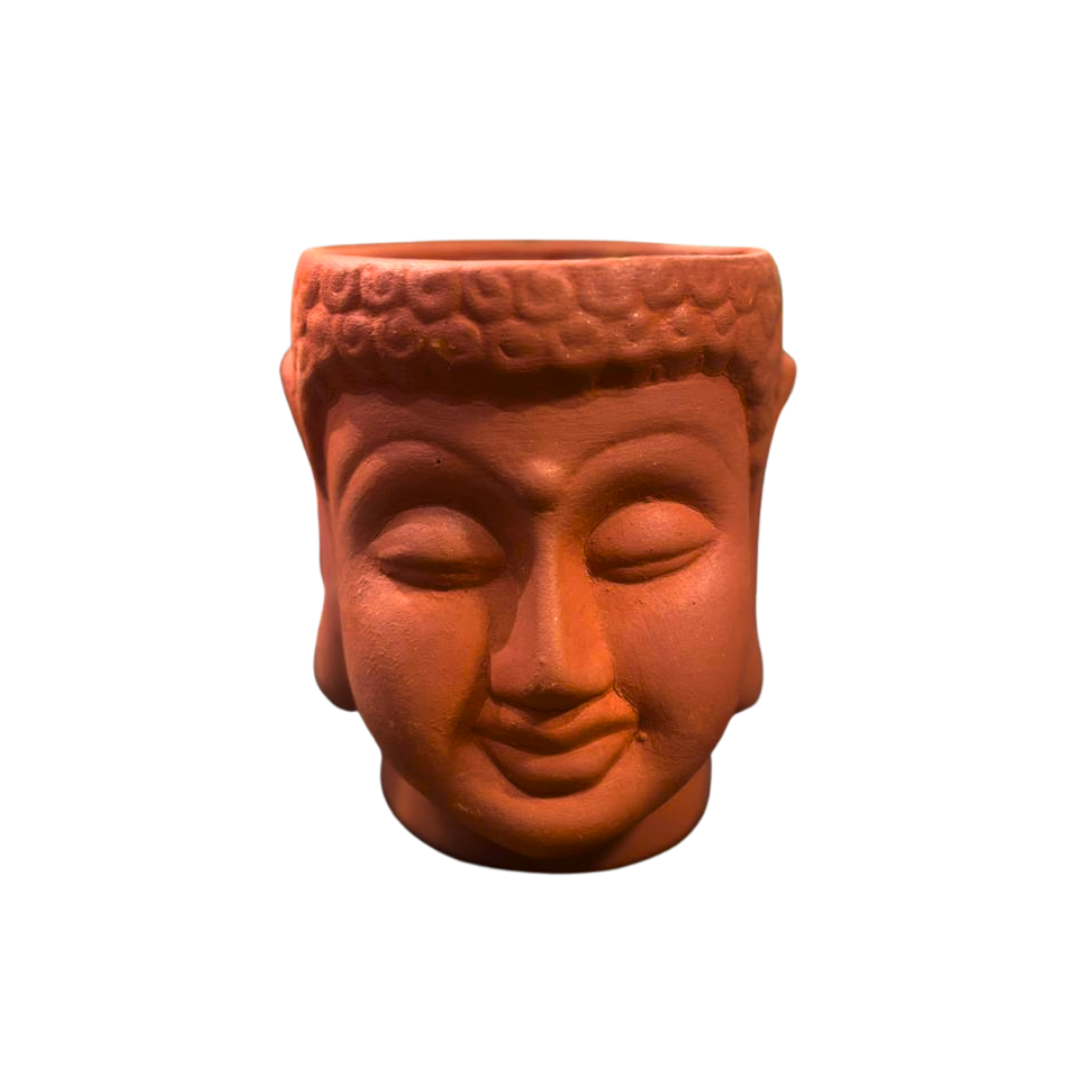 Mittify Red Clay Vase Buddha Face Planter
