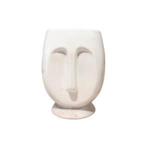 Mittify White Small Face Ceramic Planter