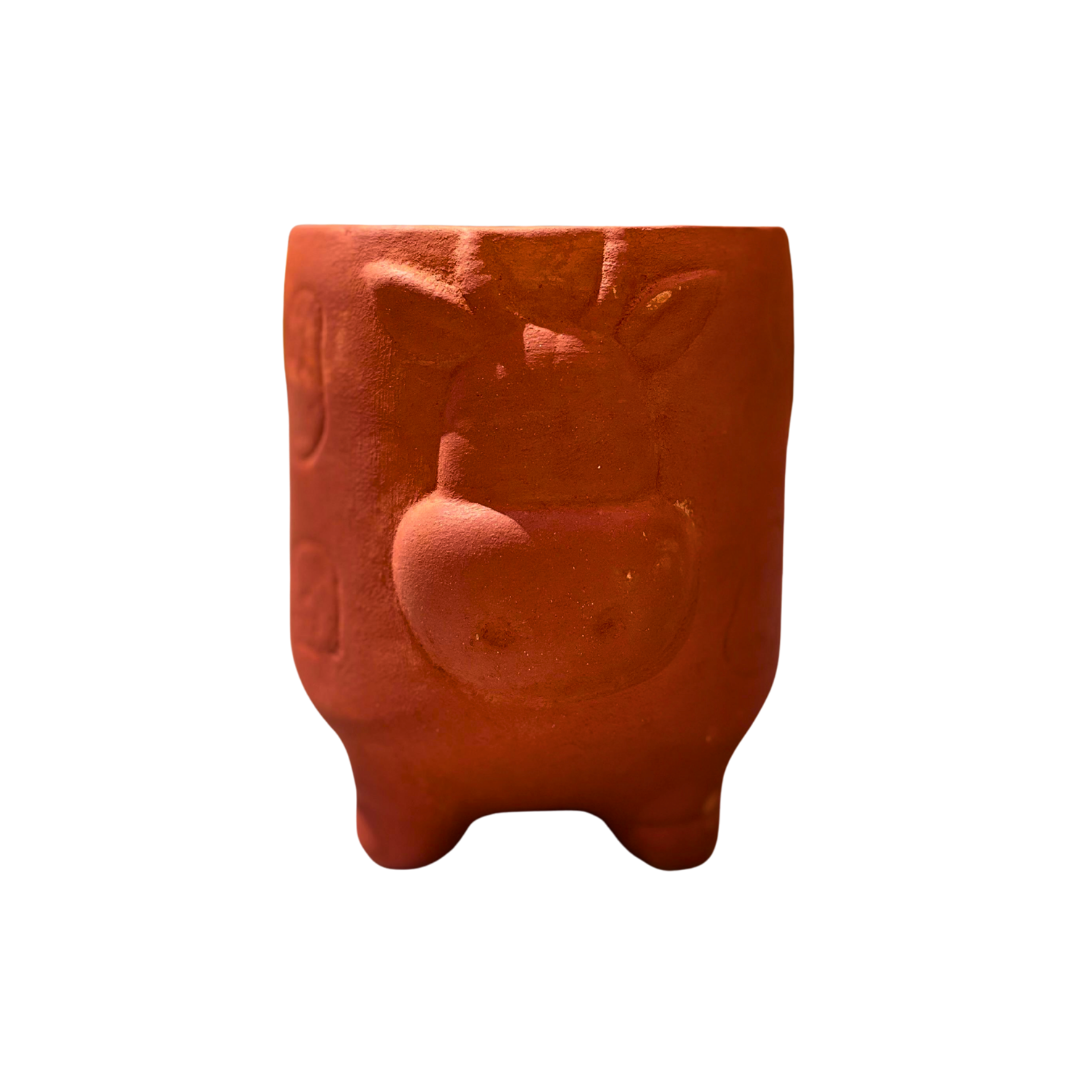 Mittify Red Clay Cow Face Planter