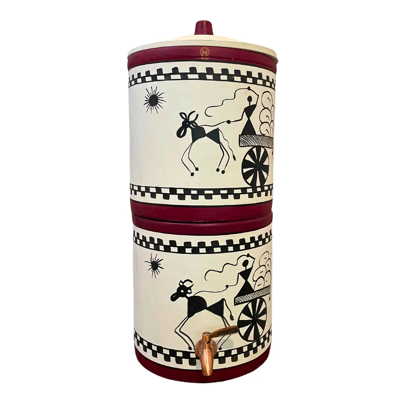 Earthenware Clay Water Filter Litre Cart Design for better health with Metal Tap 676oz/20L - Image 2