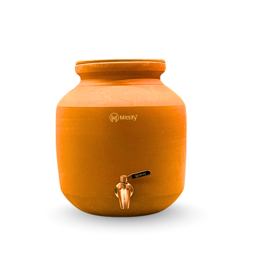 Mittify Terracotta Plain Desi Pour Clay Water Pot 8 Litre - Image 2