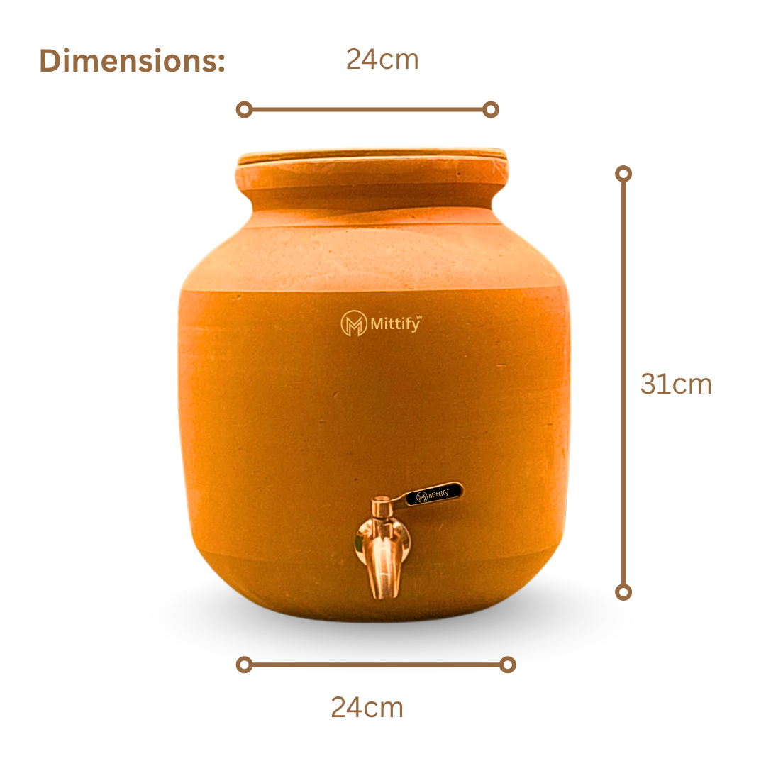 Mittify Terracotta Plain Desi Pour Clay Water Pot 8 Litre - Image 3