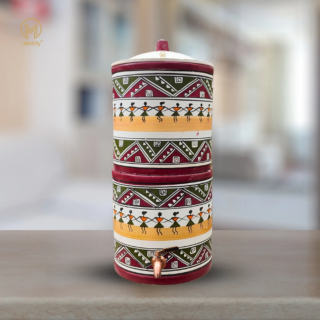 Earthen Clay Water Filter Dancing Doll Design for better lifestyle with Metal Tap 676oz/20L