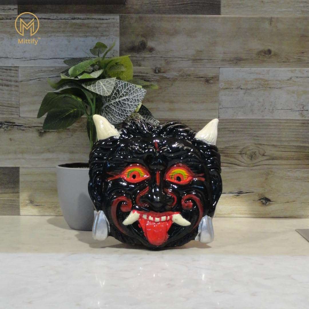 MITTIFY Metal Tibetan Mahakal Nazar Battu Face Mask, Evil Eye Protector, Home Wall Decor