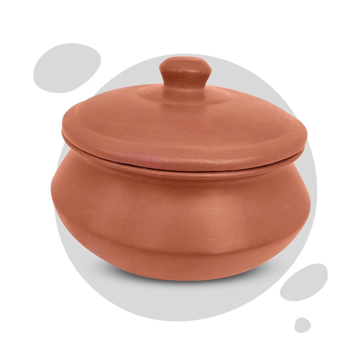 Red Clay Multipurpose Pot 2 Liter - For Curd, Biryani, RIce, Dal etc