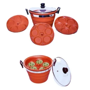 Red Clay Idli Making Set / 3 Idli stand with 5 idli setters in each