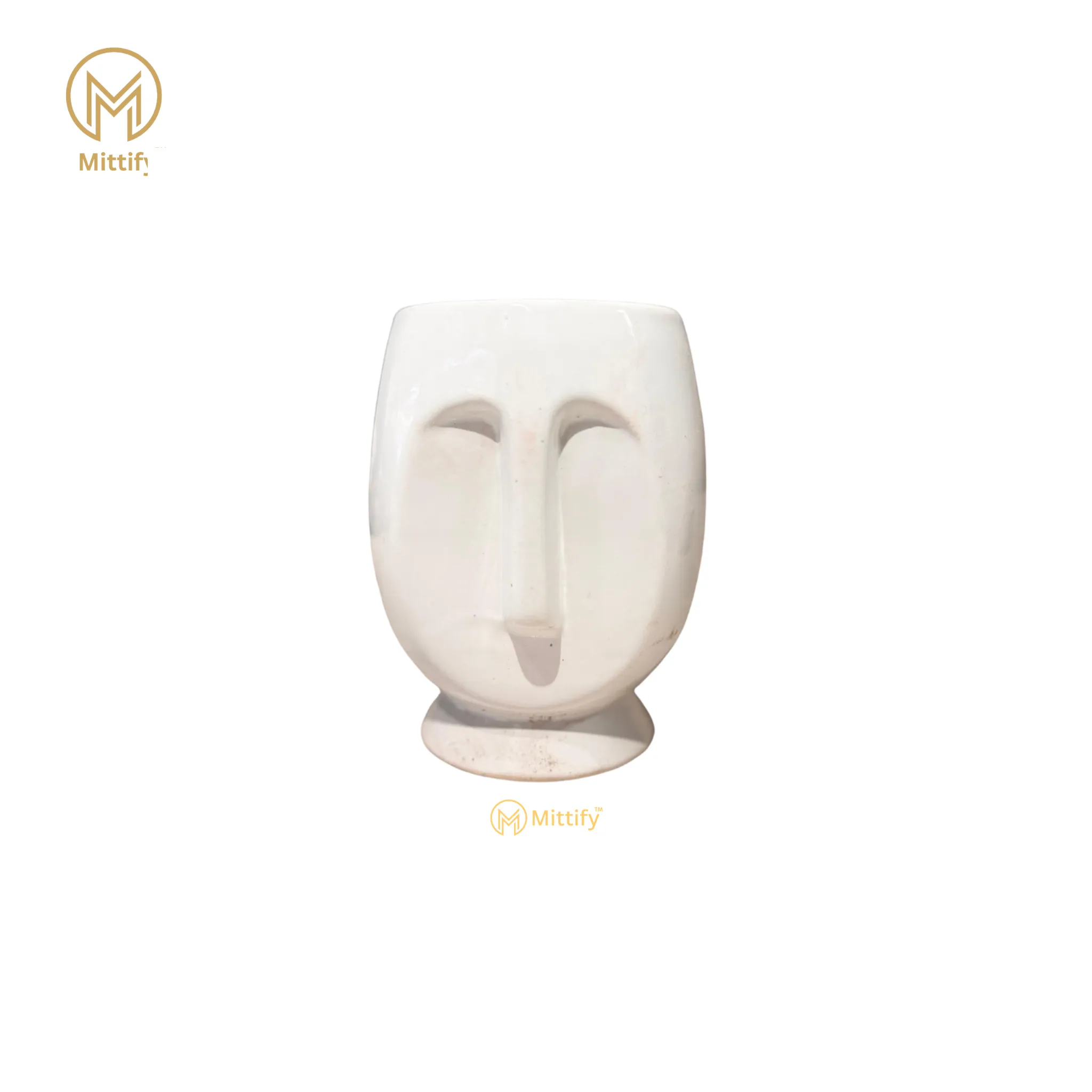 White Face Planter – Small Ceramic Modern Pot | Mittify - Image 2