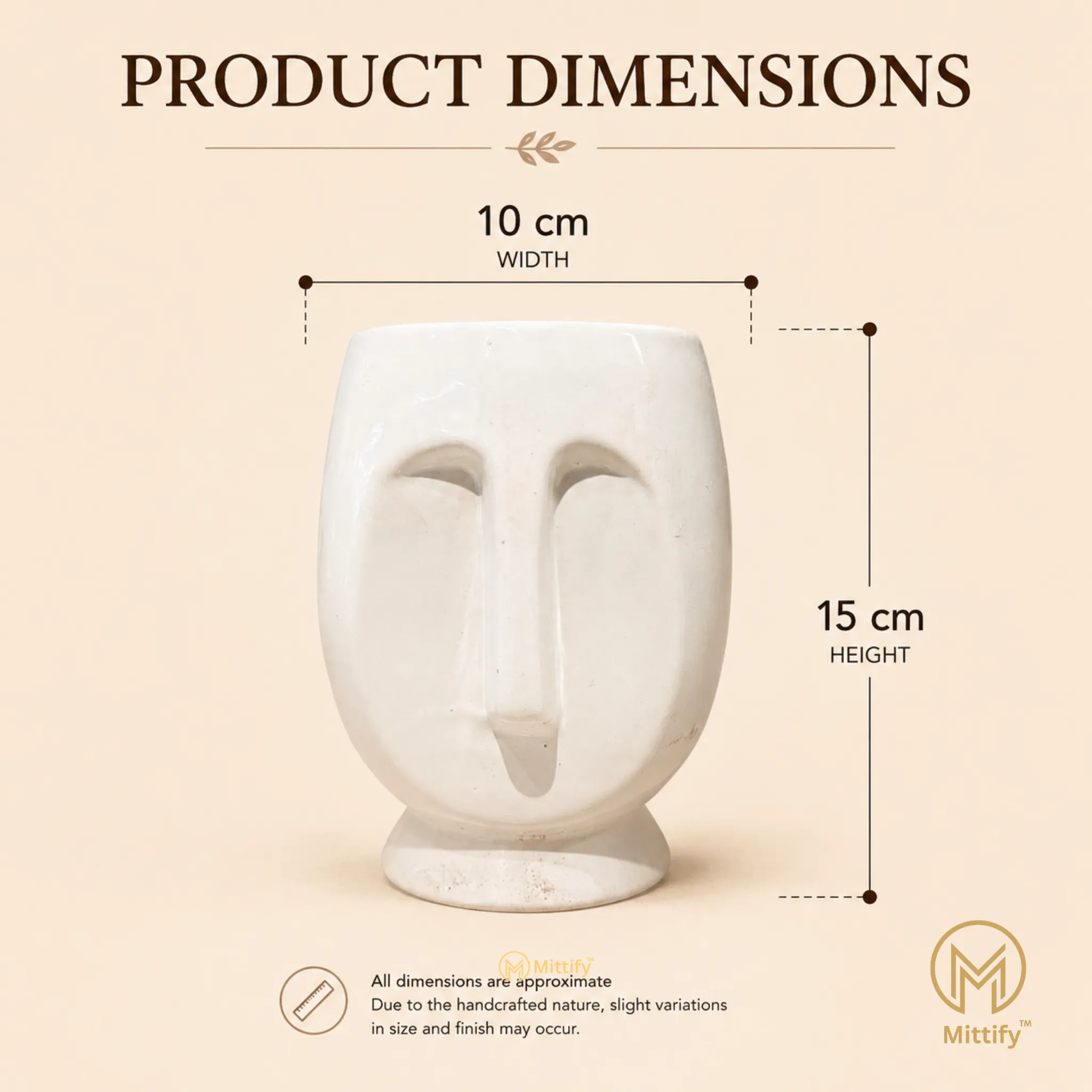 White Face Planter – Small Ceramic Modern Pot | Mittify - Image 3